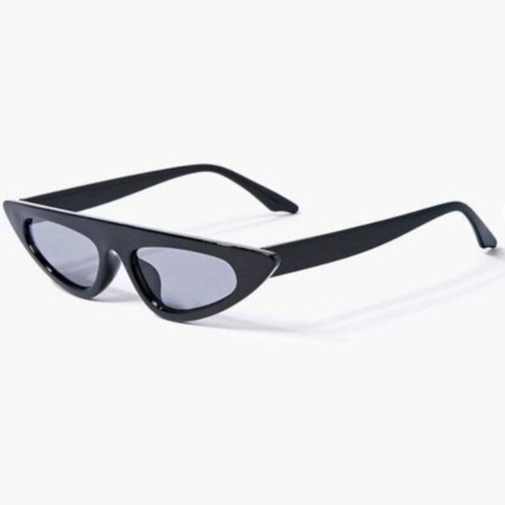 Forever 21 Black Thin Cat Eye Sunglasses - Picture 1 of 4